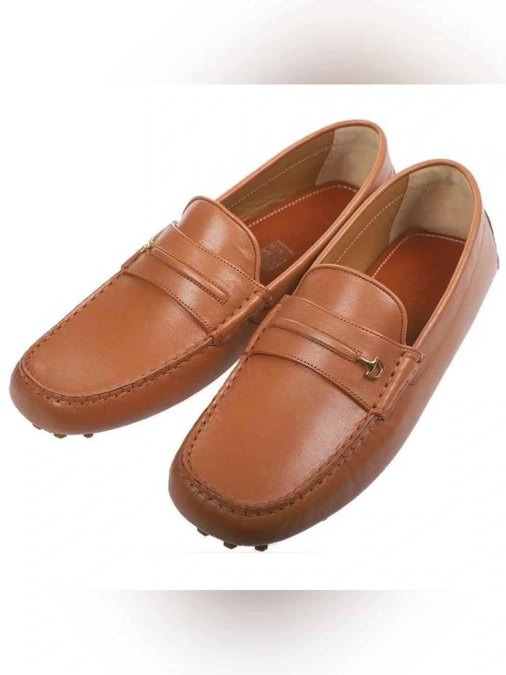 NEW GUCCI MEN CAMEL LEATHER HORSEBIT DETAIL MOCCASIN LOAFER SHOES 8/ US 8.5